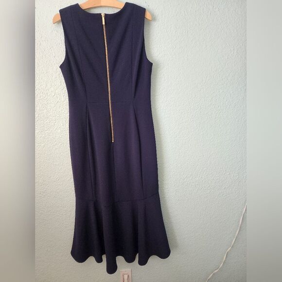 Calvin Klein Blue Sheath Dress Sleeveless Crew Neck High Low Hem - Picture 5 of 12